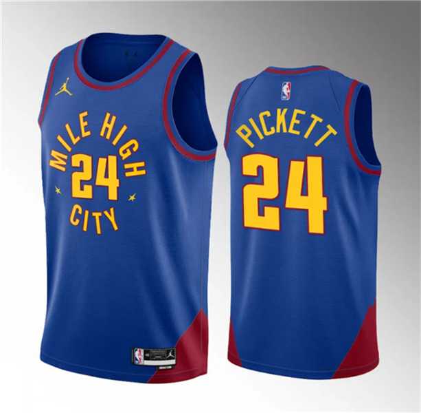 Men%27s Denver Nuggets #24 Jalen Pickett Blue 2023 Draft Statement Edition Stitched Basketball Jersey->denver nuggets->NBA Jersey